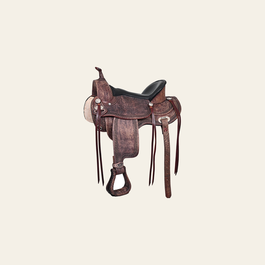 HILASON Western Horse Saddle American Leather Treeless Trail Pleasure | Barrel for Horses