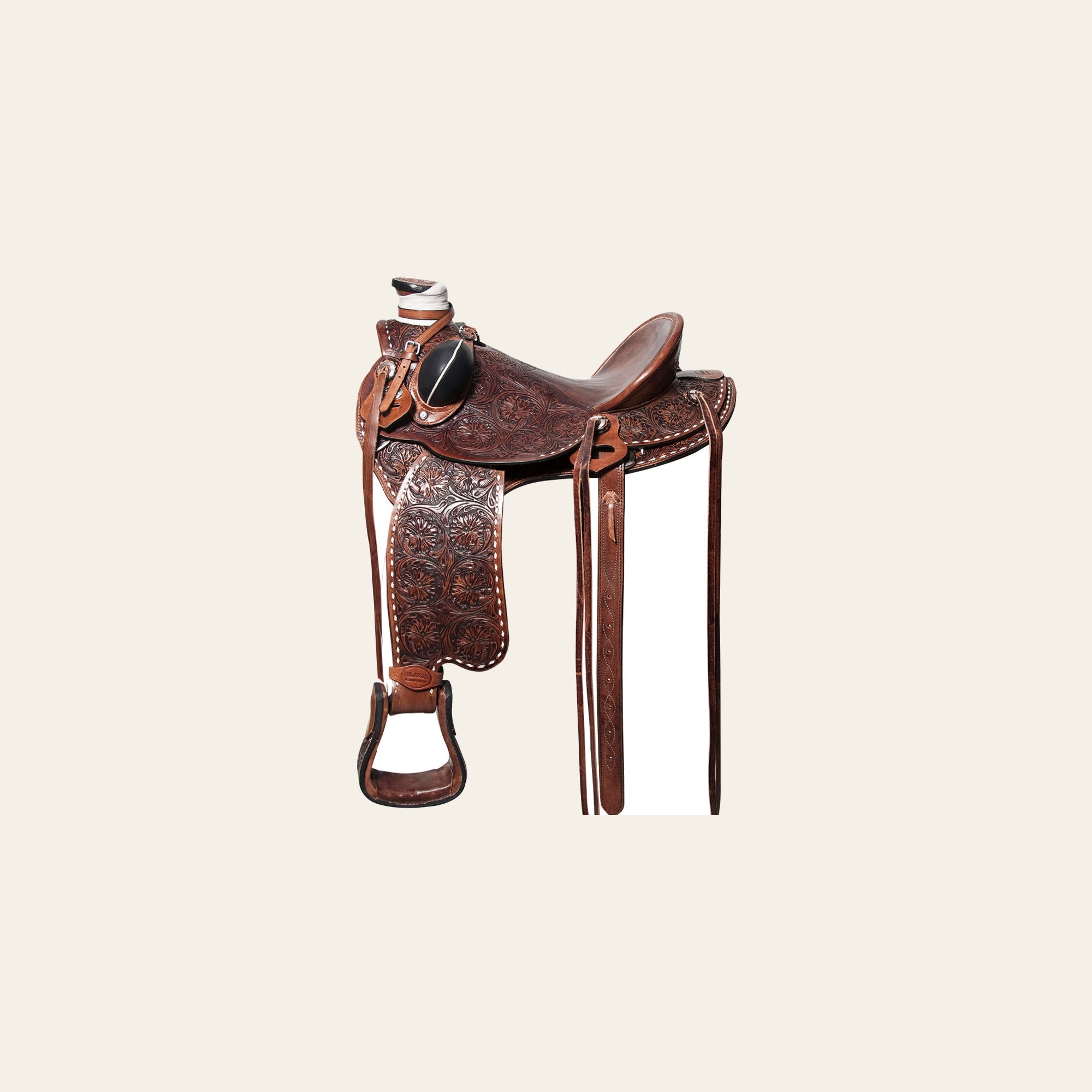 HILASON Western Horse Saddle American Leather Wade Ranch Roping Floral Brown | Hand Tooled & For Horses