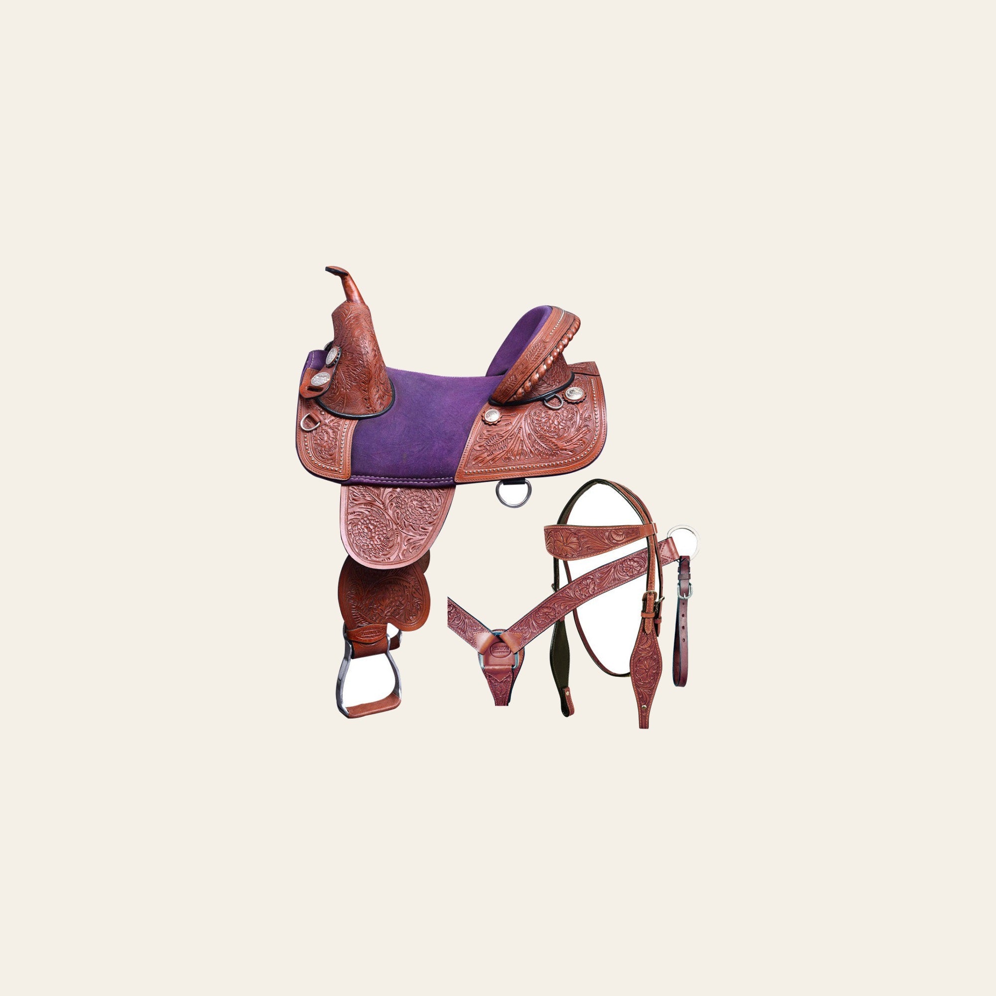 HILASON Horse Saddle American Leather Trail Barrel Racing | Western Treeless for Horses