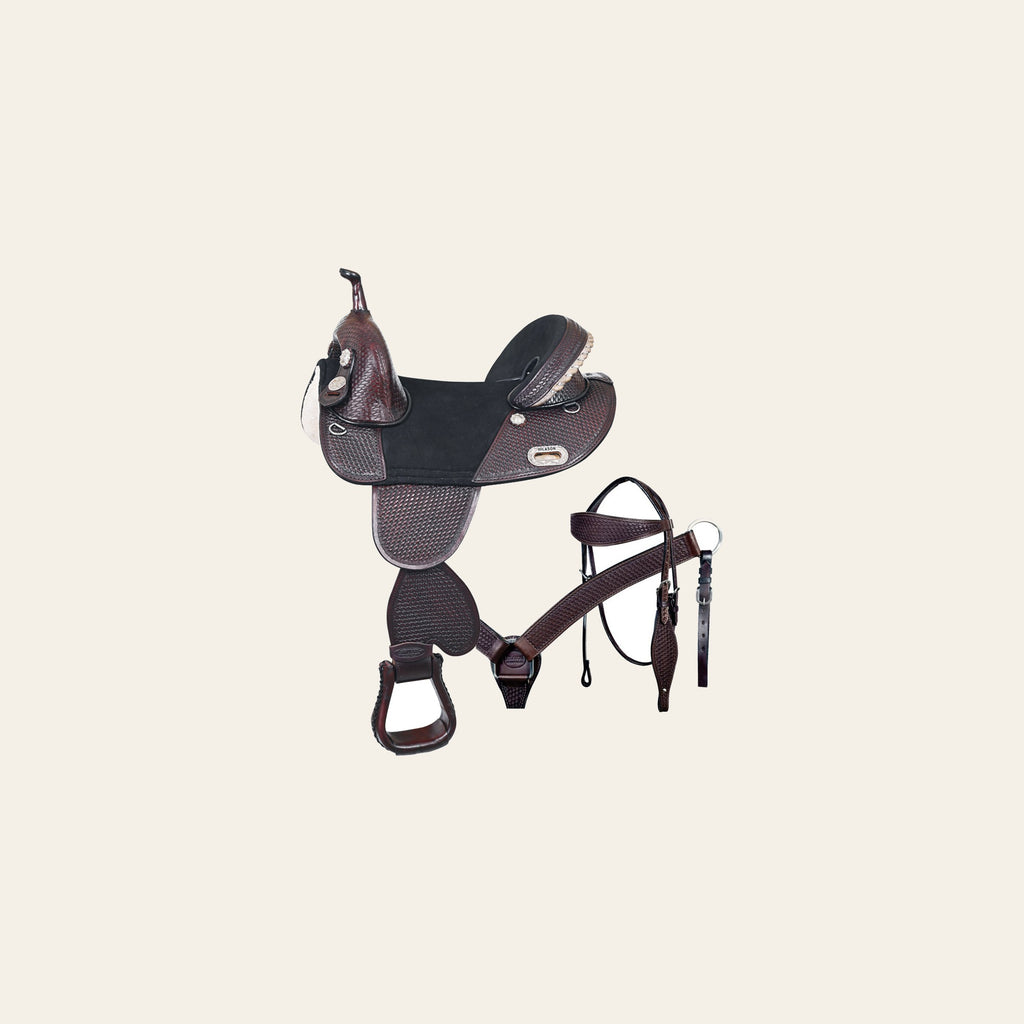 HILASON Western Horse Treeless Trail Barrel American Leather Saddle Tack | for Horses