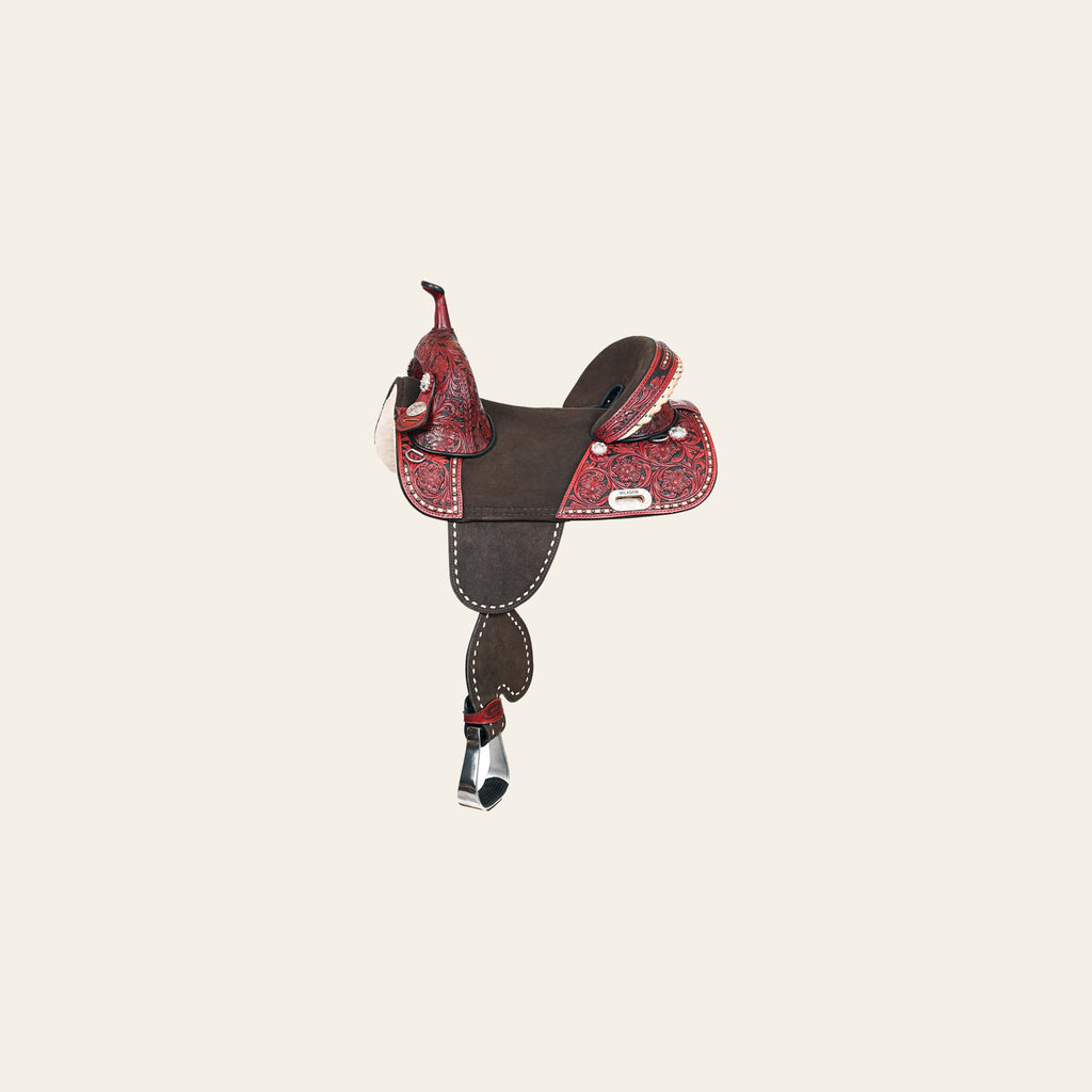 HILASON Western Horse Treeless Trail Barrel American Leather Saddle | for Horses