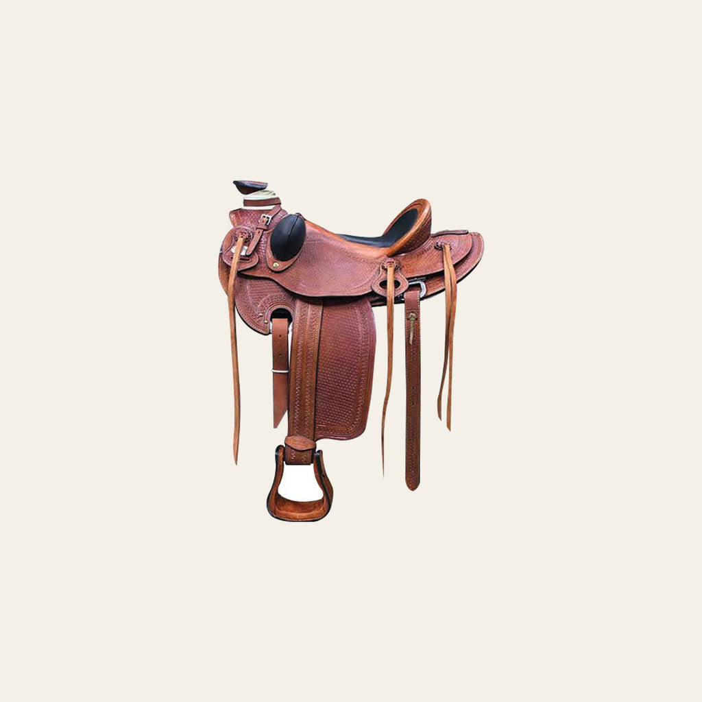 HILASON Western Horse Saddle American Leather Wade Ranch Roping Mahogany | Hand Tooled & For Horses