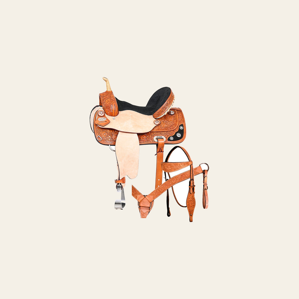 HILASON Western Horse Treeless Saddle American Leather Trail Barrel | for Horses