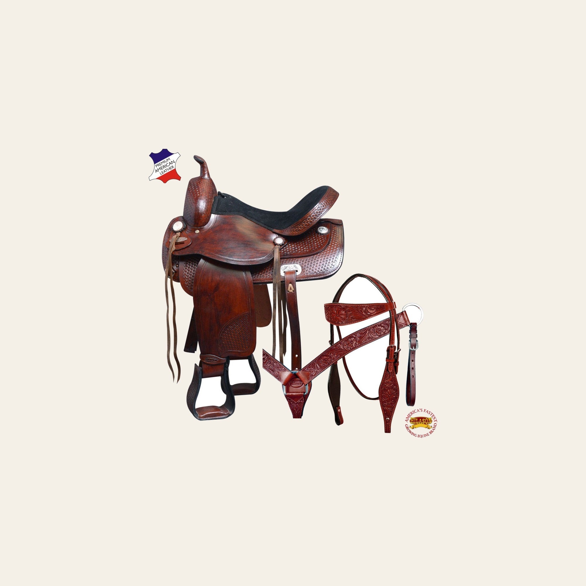 HILASON Western Horse Treeless Saddle American Leather Trail Pleasure Tack | Barrel for Horses