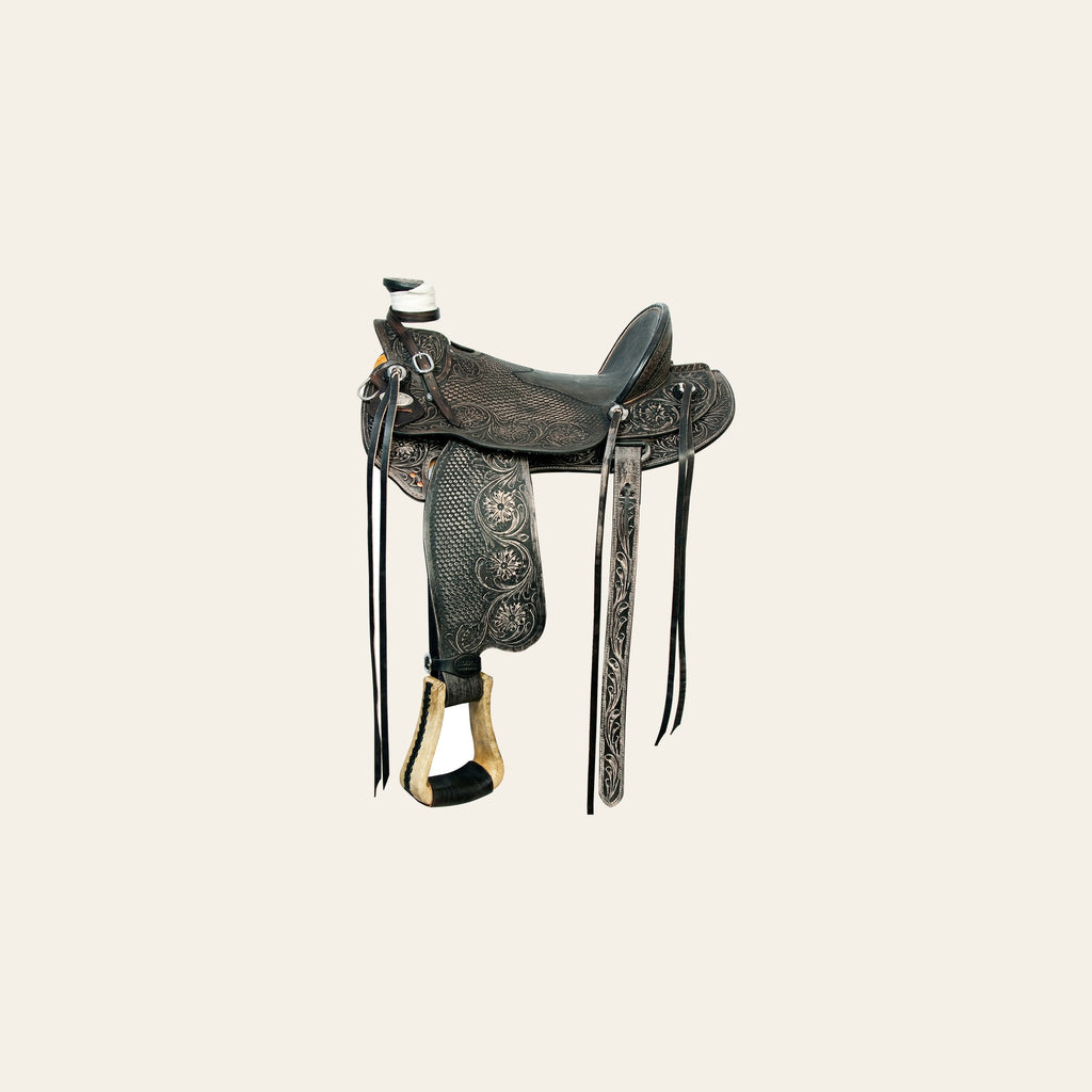 HILASON Western Horse Wade Saddle American Leather Ranch Roping Antique Black | Hand Tooled & For Horses