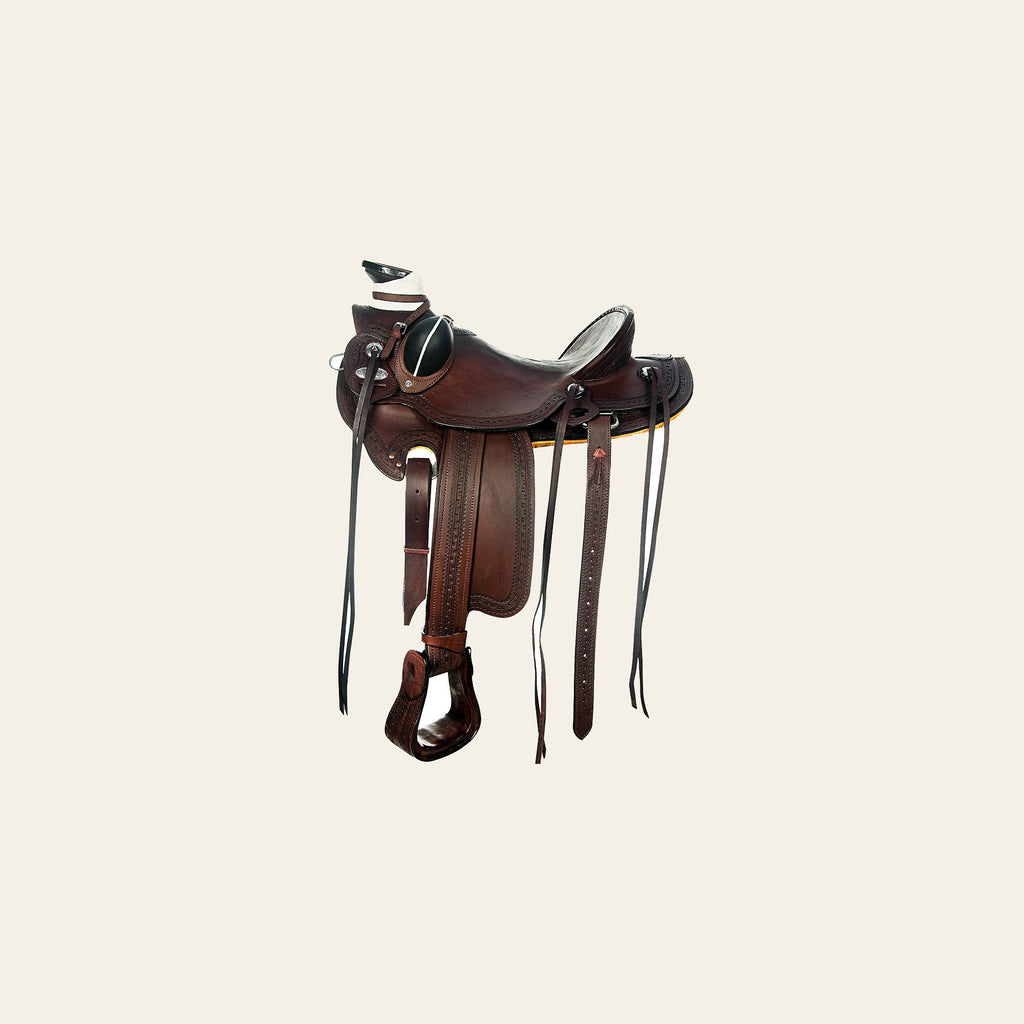 HILASON Western Horse Wade Saddle American Leather Ranch Roping Dark Brown | Hand Tooled & For Horses