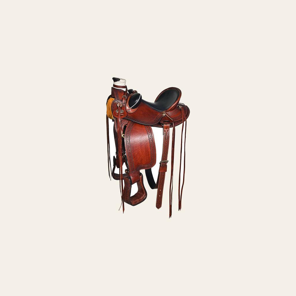 HILASON Western Horse Wade Saddle American Leather Ranch Roping Dark Brown | Hand Tooled & For Horses