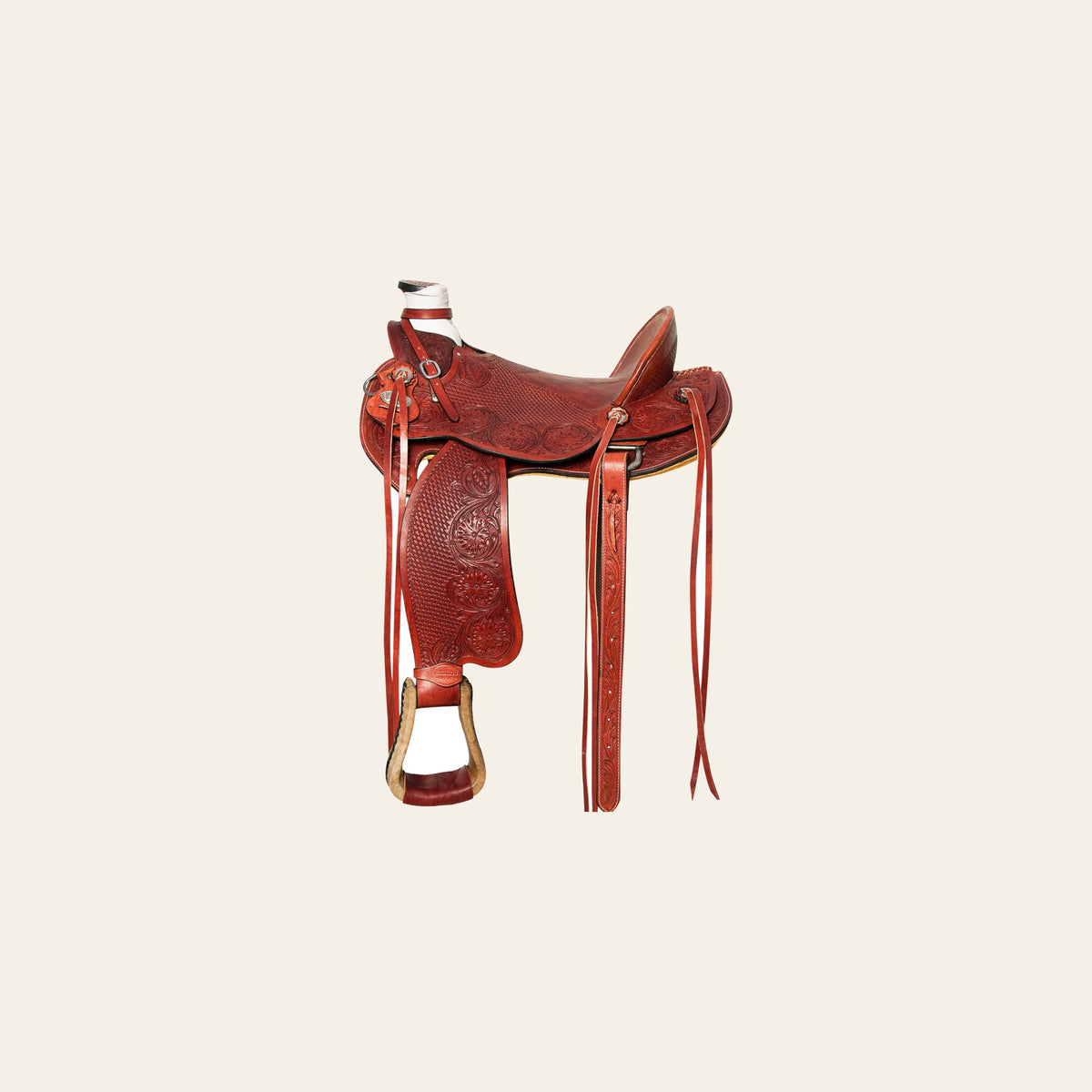 HILASON Western Horse Wade Saddle American Leather Ranch Roping Mahogany | Hand Tooled & For Horses