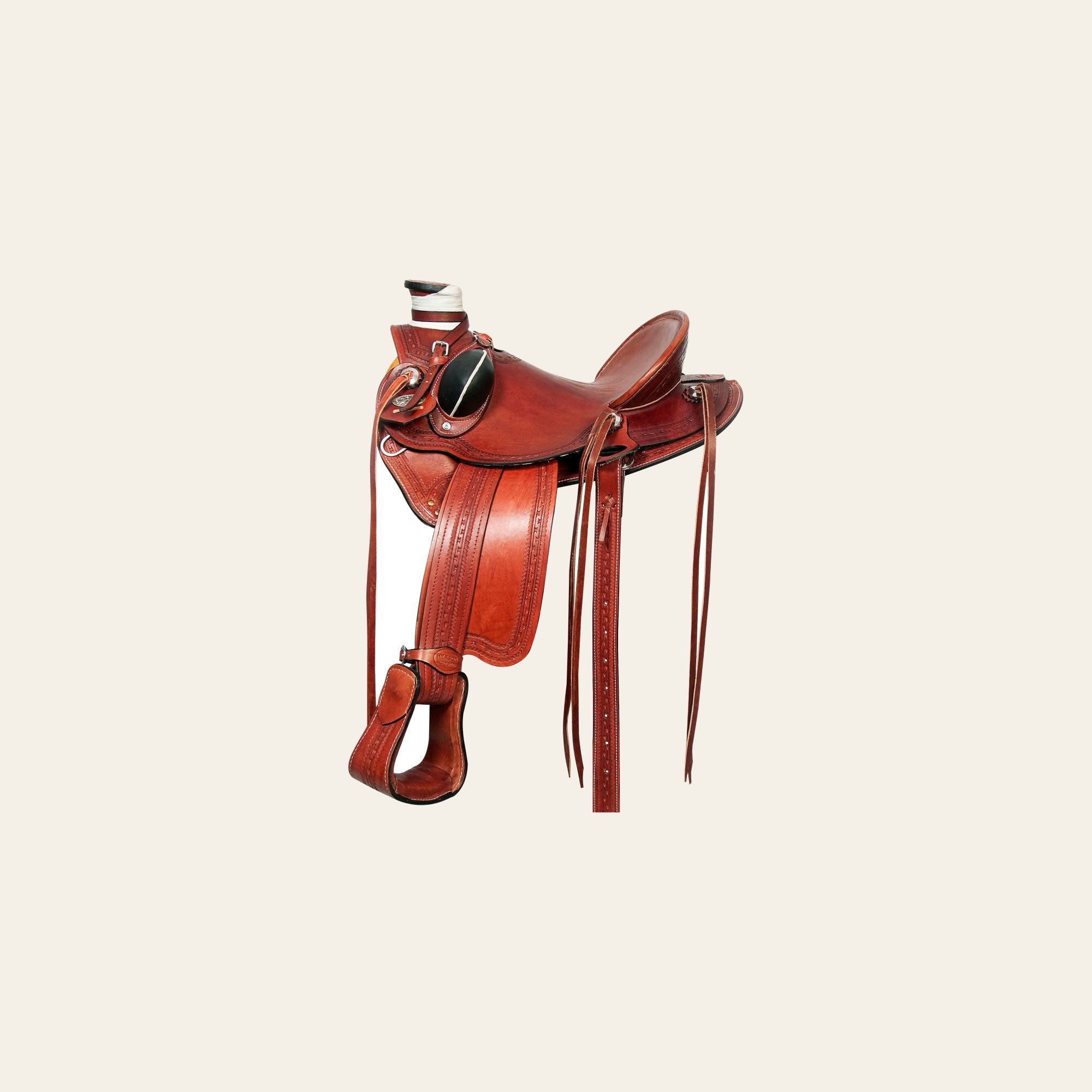 HILASON Western Horse Wade Saddle American Leather Ranch Roping Mahogany | Hand Tooled & For Horses