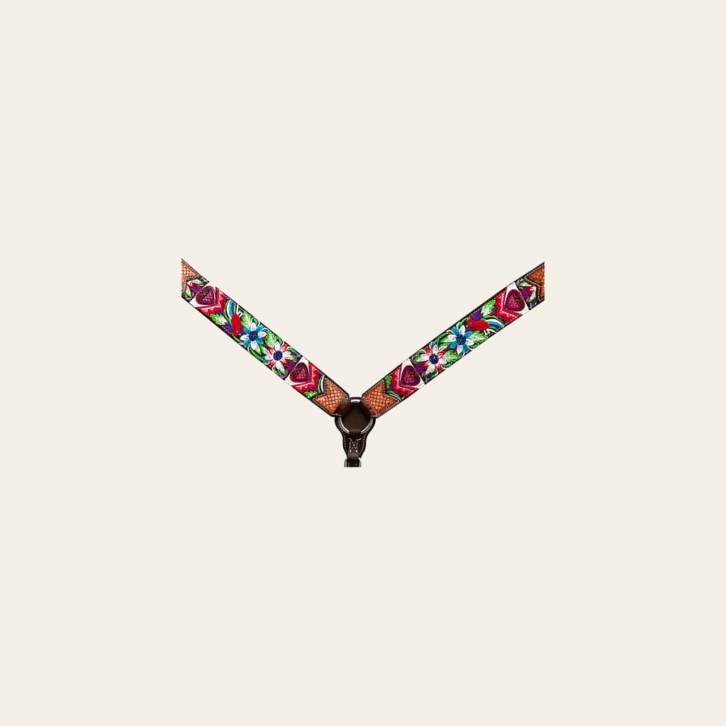 Bar H Equine Western Leather Horse Headstall & Breast Collar Brown
