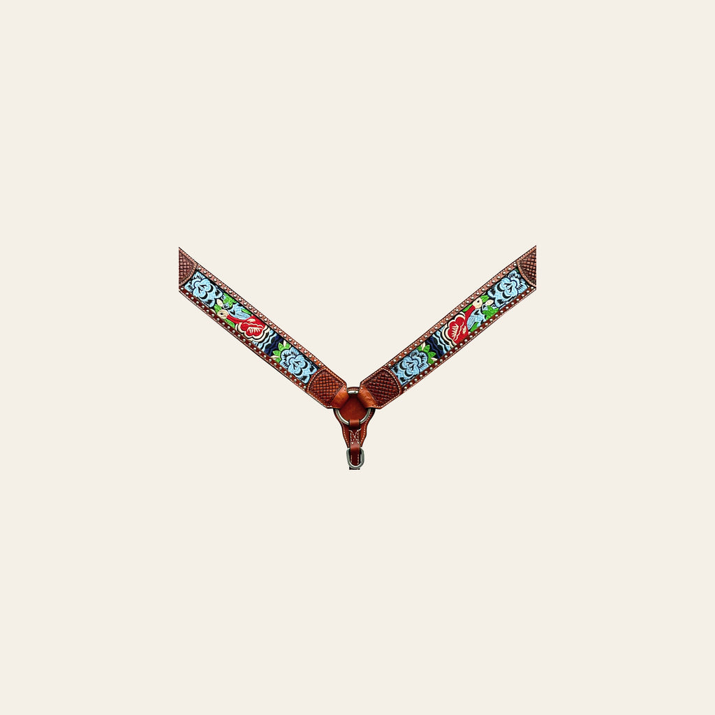 Bar H Equine Western Leather Horse Headstall & Breast Collar Brown