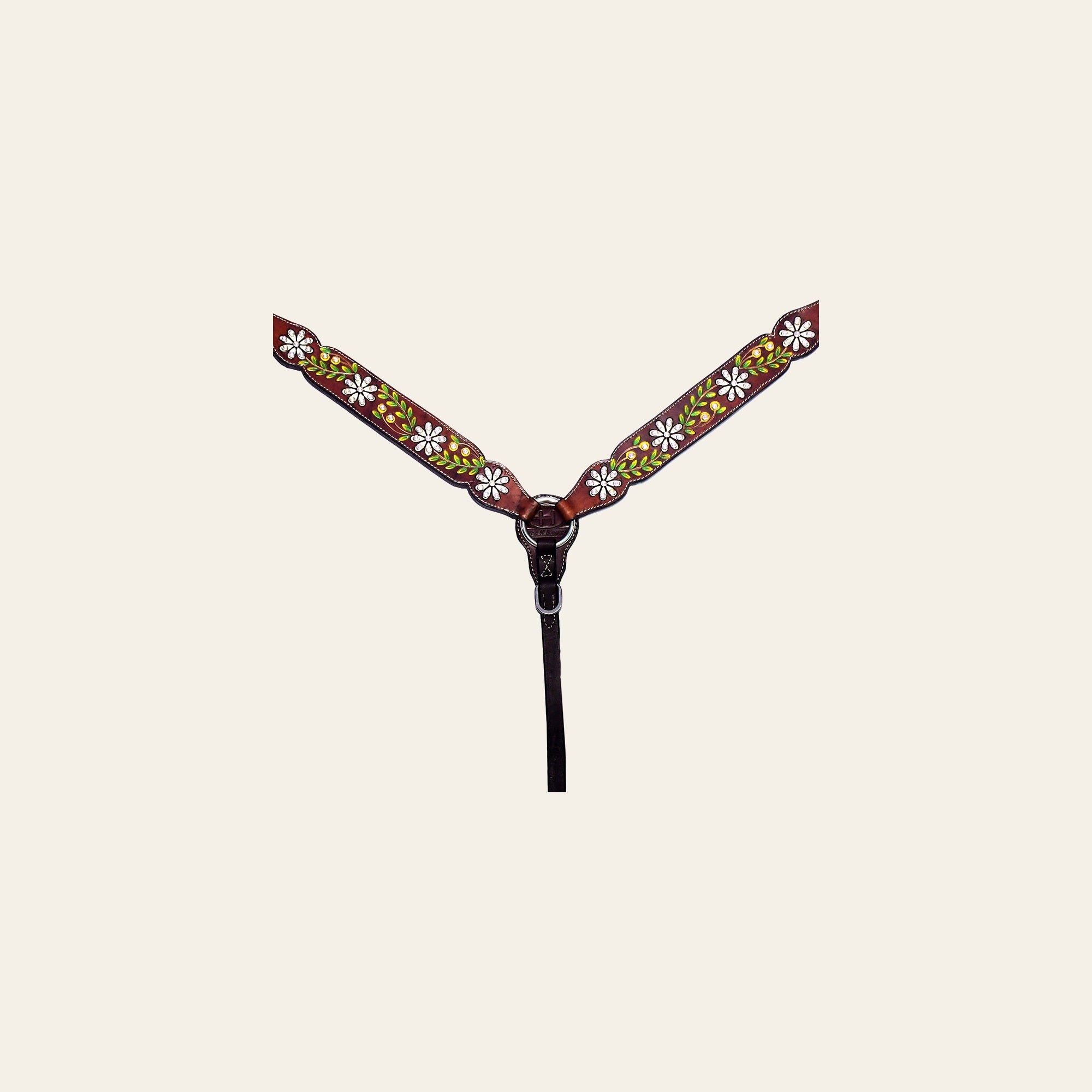 Bar H Equine Genuine Western American Leather Horse Premium Headstall & Breast Collar Set