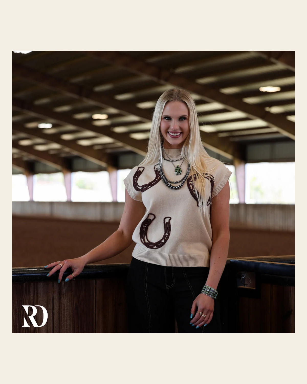 Western Luck Horseshoe | Top on a warm cream background