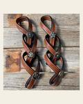 Western Medium Oil Rustic Tie Down Keepers on a warm cream background