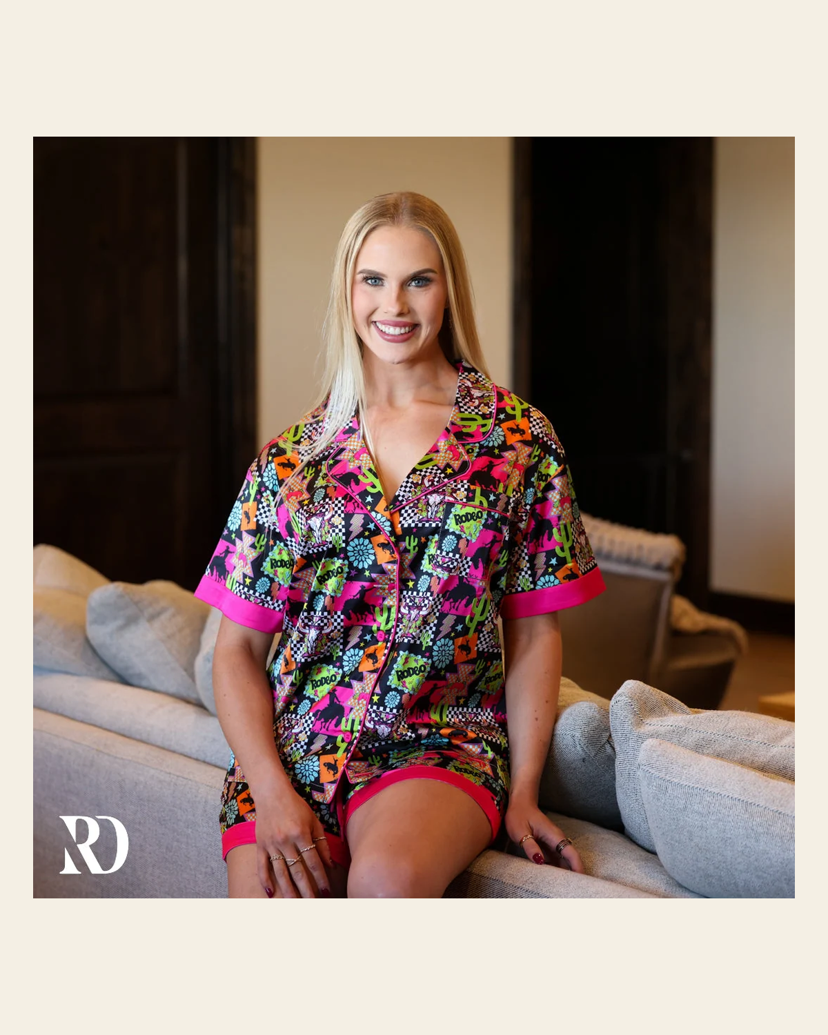 Western Neon | Pj Set on a warm cream background