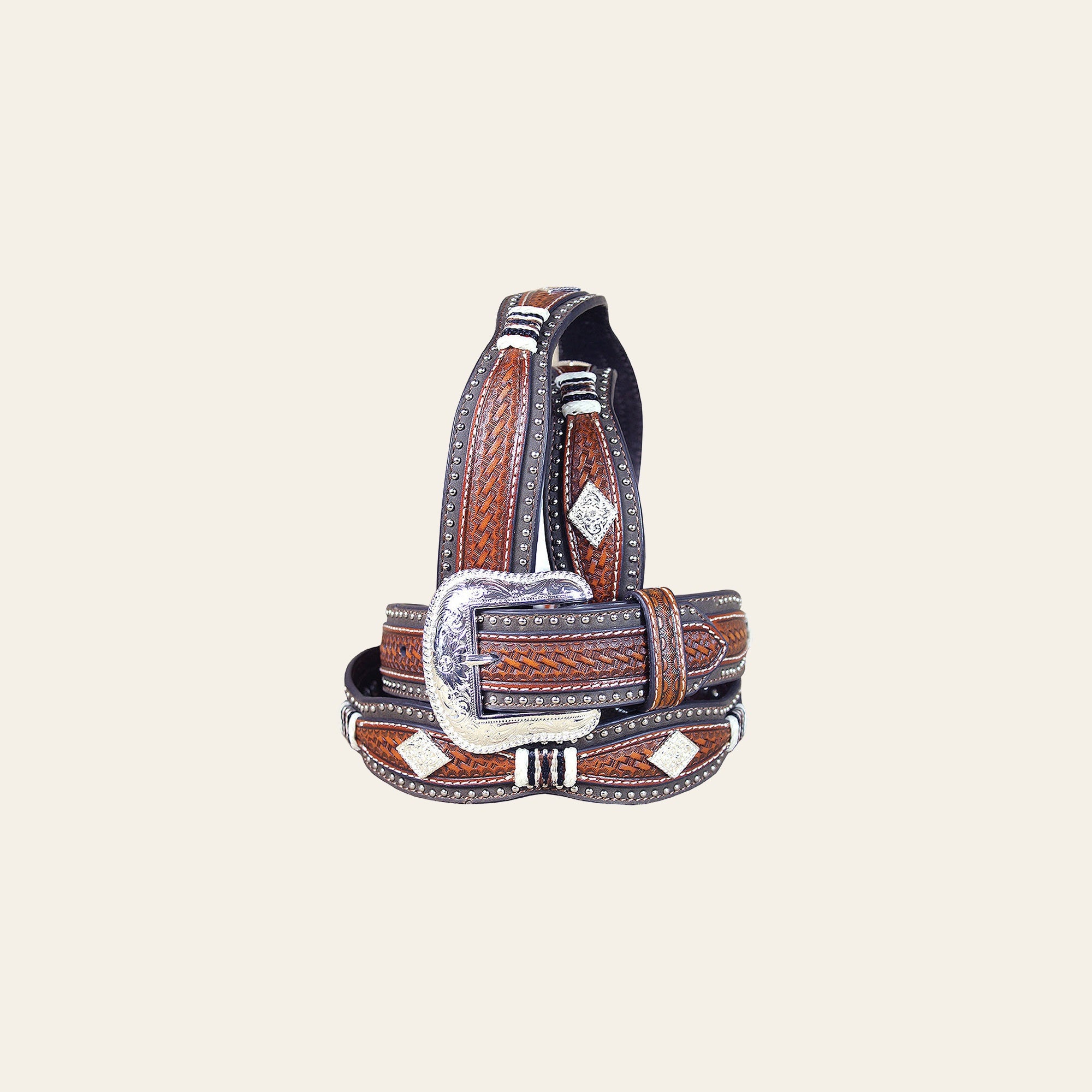 Western Nocona Leather Mens Belt Scallop Overlay Copper 32-46