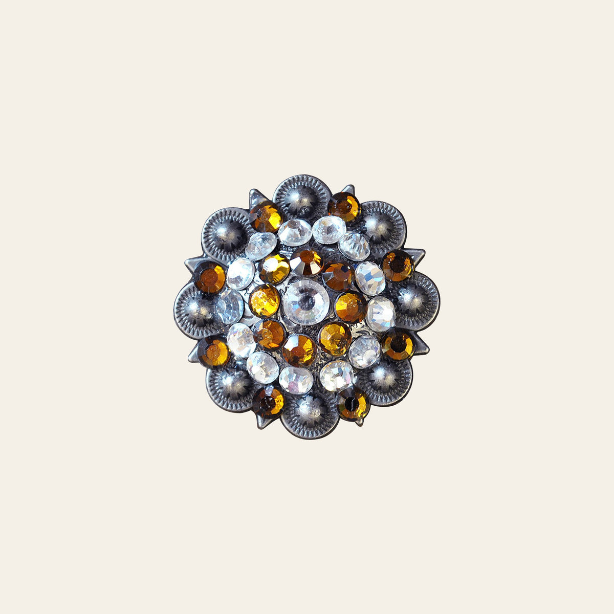 1.5" Hilason Western Style Silver Berry Rhinestone Bling Tack Headstall Saddle Concho Yellow