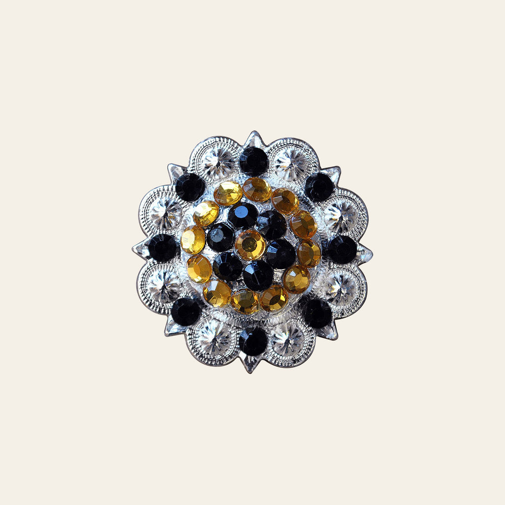 HILASON Set of 32 Western Screw Back Concho Black & Citrine Crystal Berry Saddle Bling | Slotted Conchos