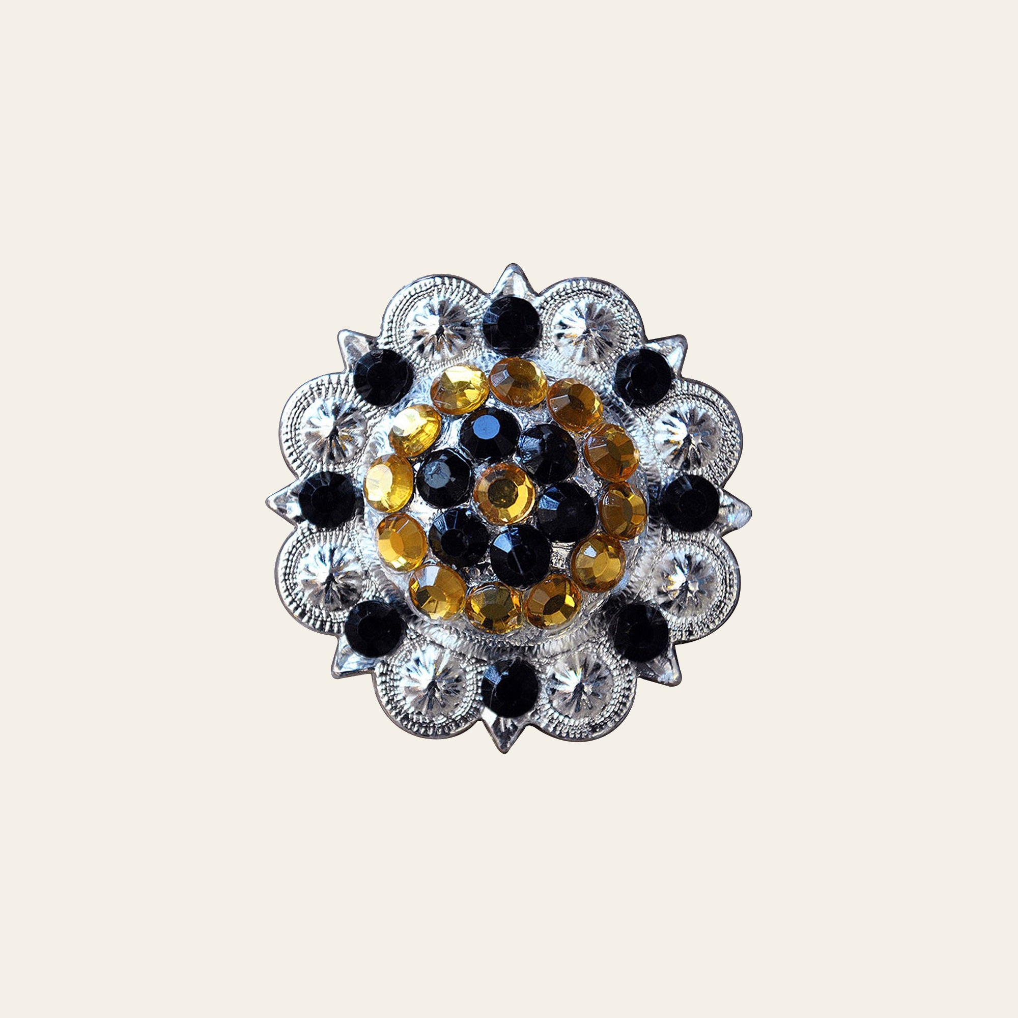 HILASON Set of 32 Western Screw Back Concho Black & Citrine Crystal Berry Saddle Bling | Slotted Conchos