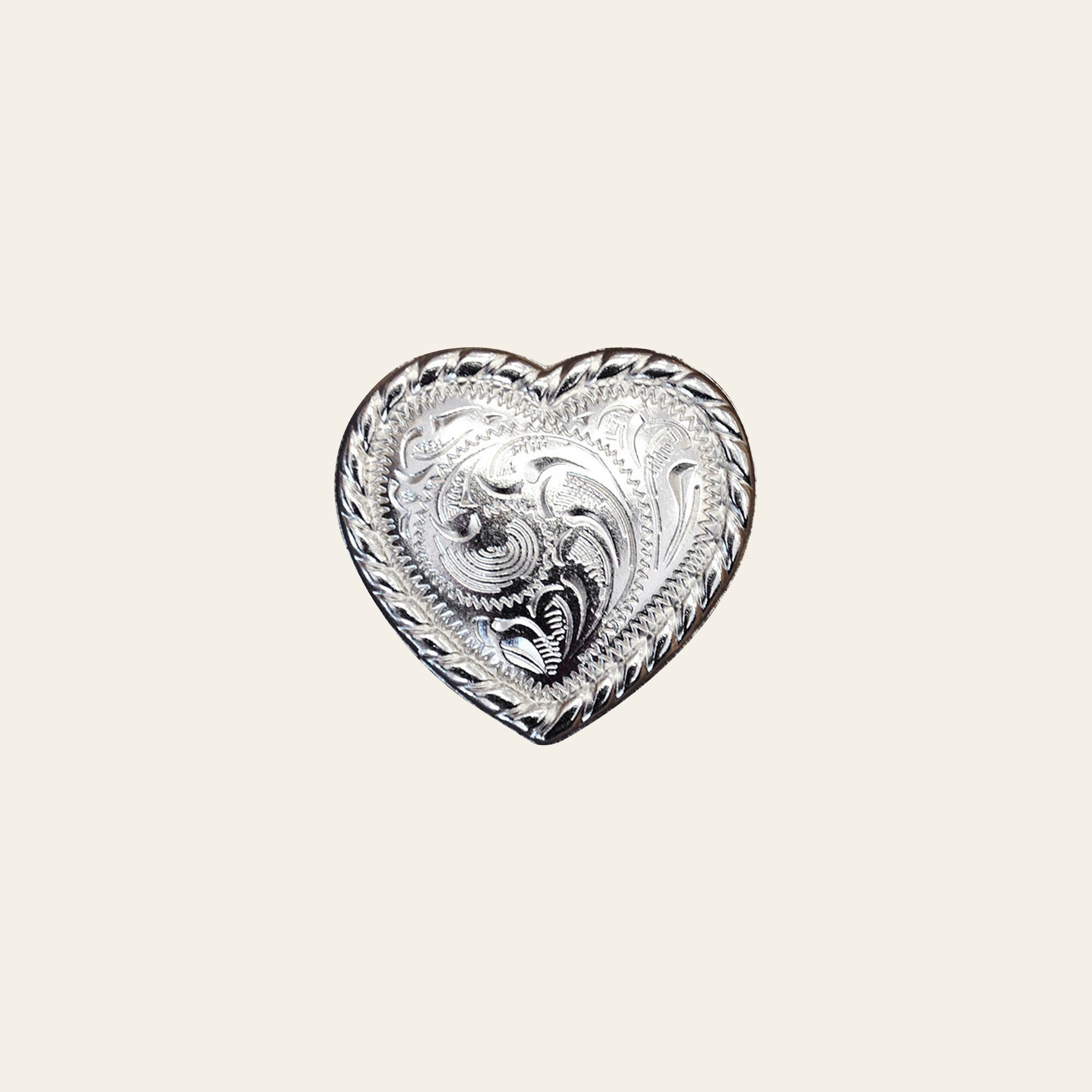 HILASON Western Screw Back Concho Heart Shape Rope Edge Nickel Saddle Black Color | Bridle Conchos Slotted