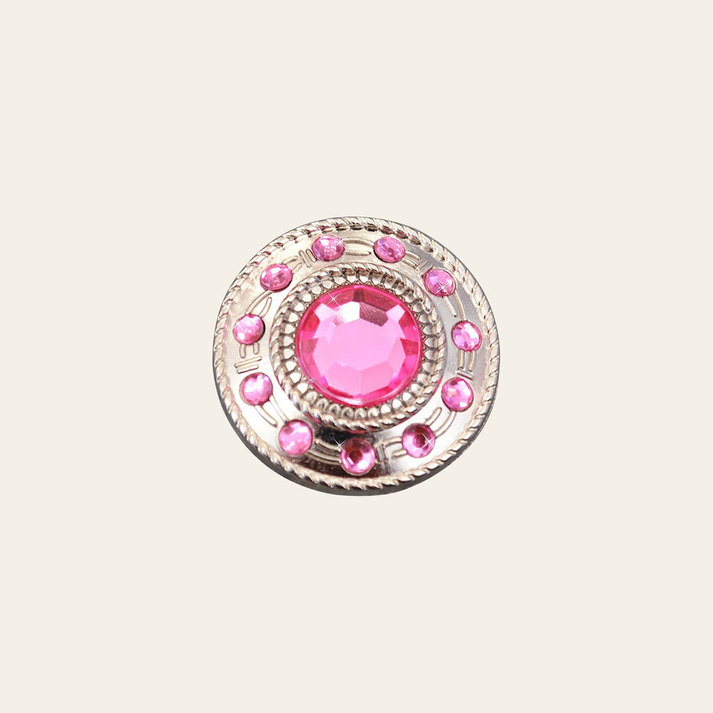 HILASON Screw Back Concho Nickel Wheel Shape W/Rope Edge Saddle Pink Color | Bridle Conchos Slotted