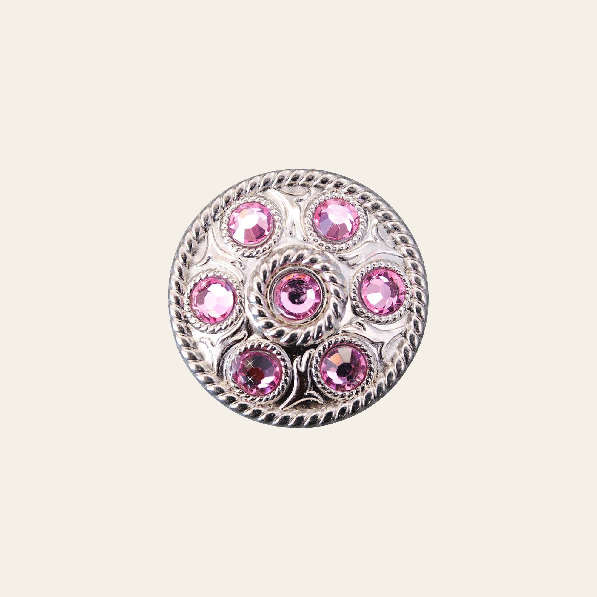 Western Screw Back Concho 1 Pink Crystal Wheel Bling Headstall Cowgirl