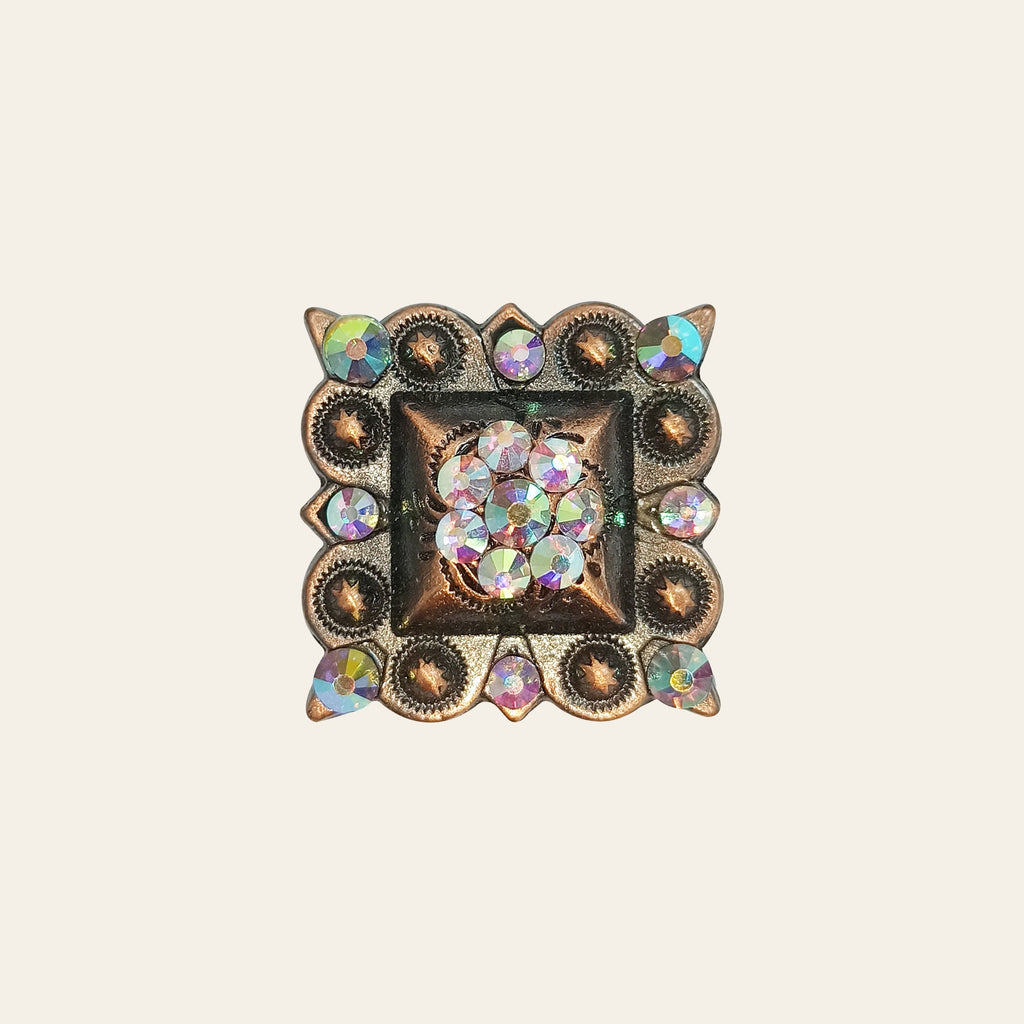 HILASON Pc Western Screw Back Square Berry Concho Copper Cowgirl Black Color | Bridle Conchos Slotted