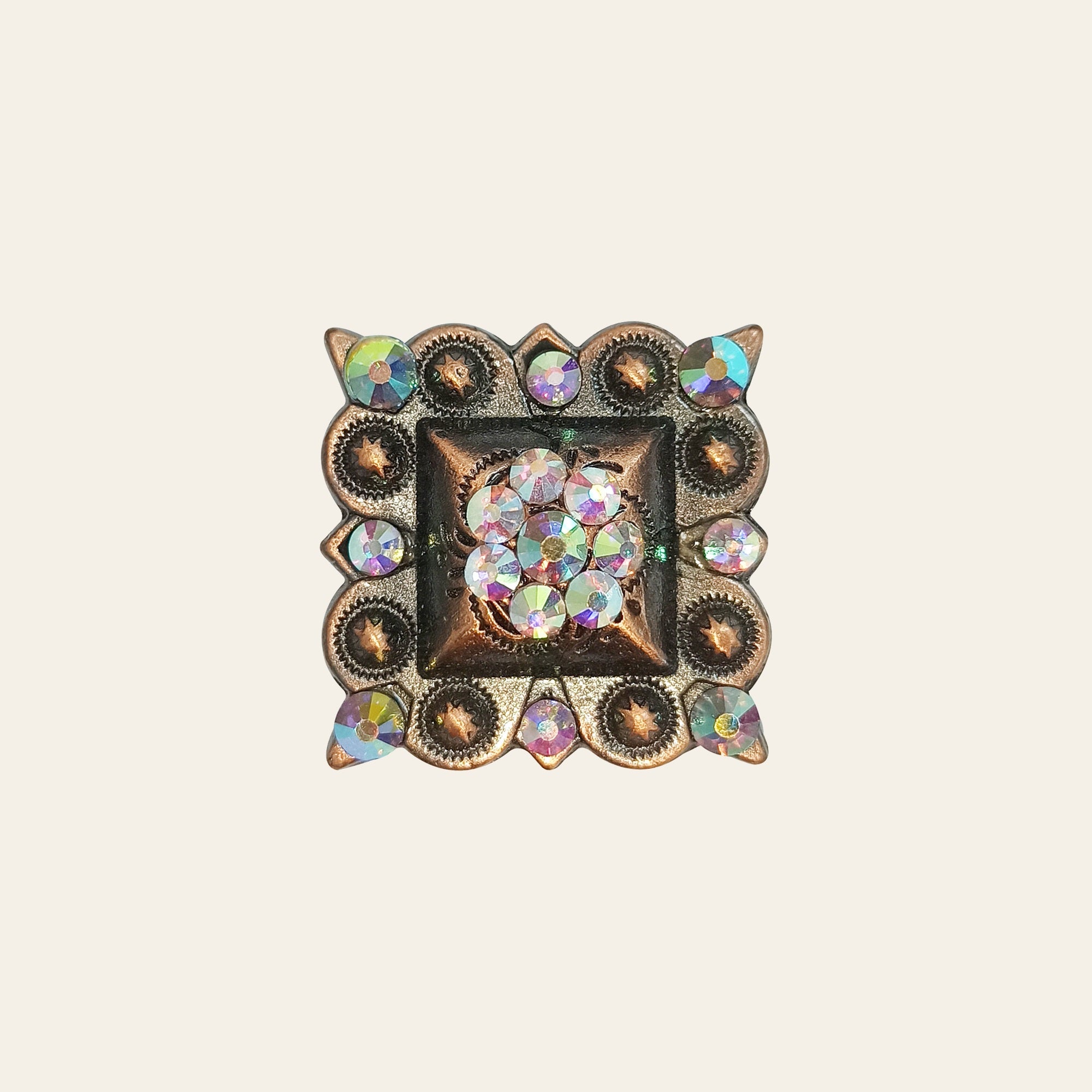 HILASON Pc Western Screw Back Square Berry Concho Copper Cowgirl Black Color | Bridle Conchos Slotted