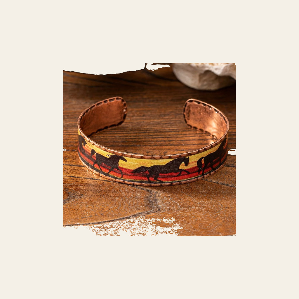 Western Sunset Copper Rustic Fashion Cuff Bracelet