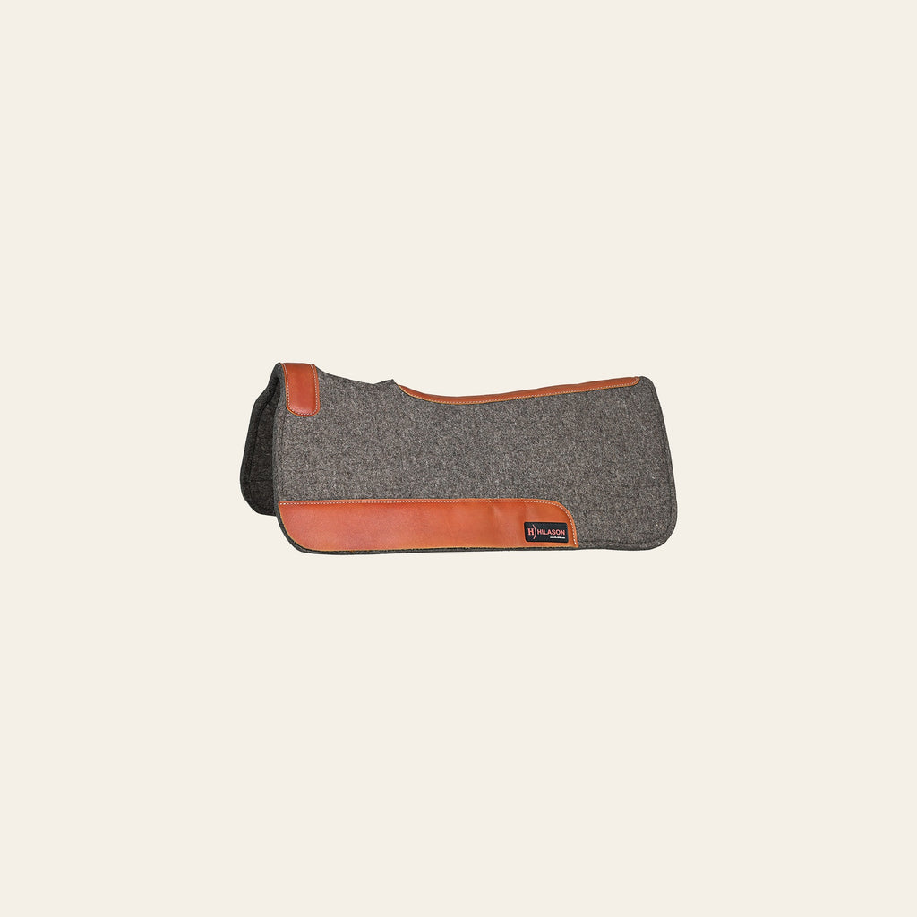 HILASON Western Wool Felt Horse Saddle Pad W/ Distressed Wear Leather | for Horses
