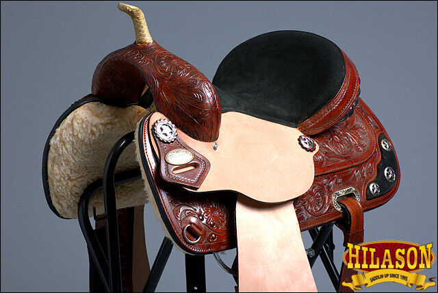 HILASON Western Horse Treeless Trail Barrel American Leather Saddle | for Horses