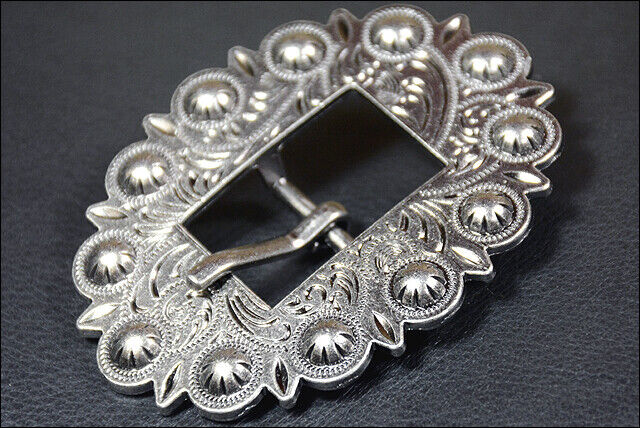 Western Screw Back Concho Stainless Steel Ed Leather Belt Floral Buckle