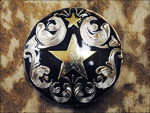 Western Screw Back Concho Texas Star Black Saddle Headstall Bling Cowgirl