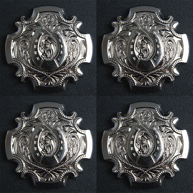 Western Screw Back Concho 1.5 In. Nickle Plated Horse Shoe Saddle Cowgirl