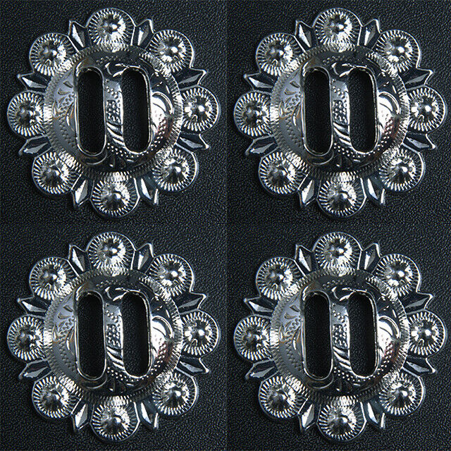 Western Screw Back Concho 1.5 In Slotted Bright Silver Saddle Cowgirl