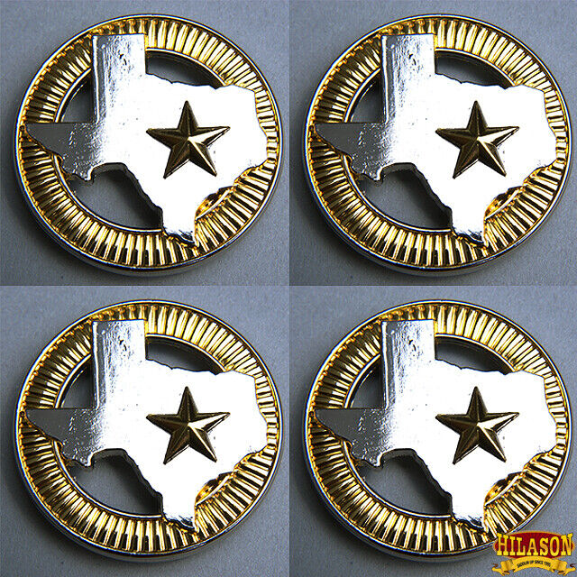 Western Screw Back Concho 1.5 In Texas Star Gold Silver Round Saddle
