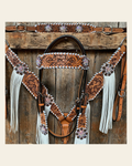 Whipstitch AB Browband/One Ear Tack Set with Wither Strap #BBBC458 on a warm cream background