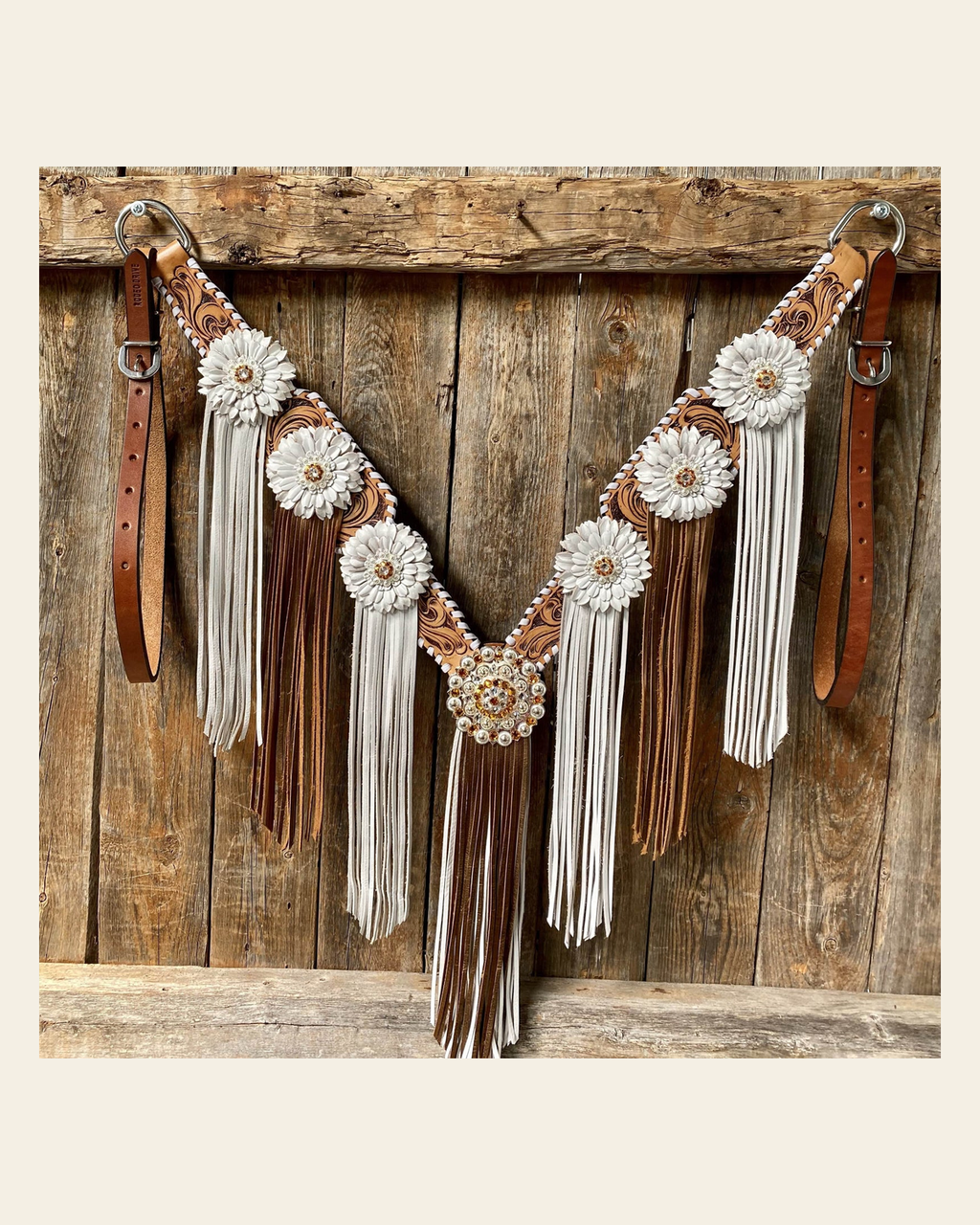Whipstitch Breastcollar - Golden & Daisy #BC265 on a warm cream background