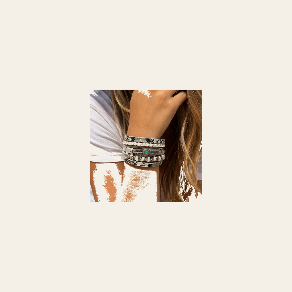 White Boho Multi Strand Wrap Bracelet