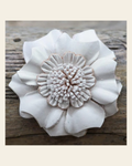 White Carnation Leather Flower on a warm cream background
