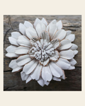 White Daisy Leather Flower on a warm cream background