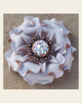 White Gardenia Flower With Copper AB 1" Concho on a warm cream background