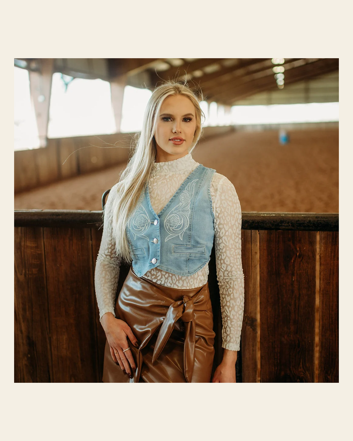 White Leopard Velvet Burnout Layering Top on a warm cream background