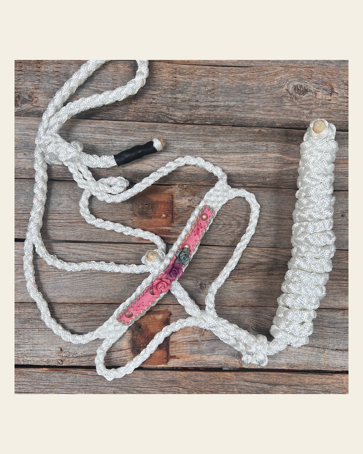 White Mule Tape Halter - Pastel Roses #MT240 on a warm cream background