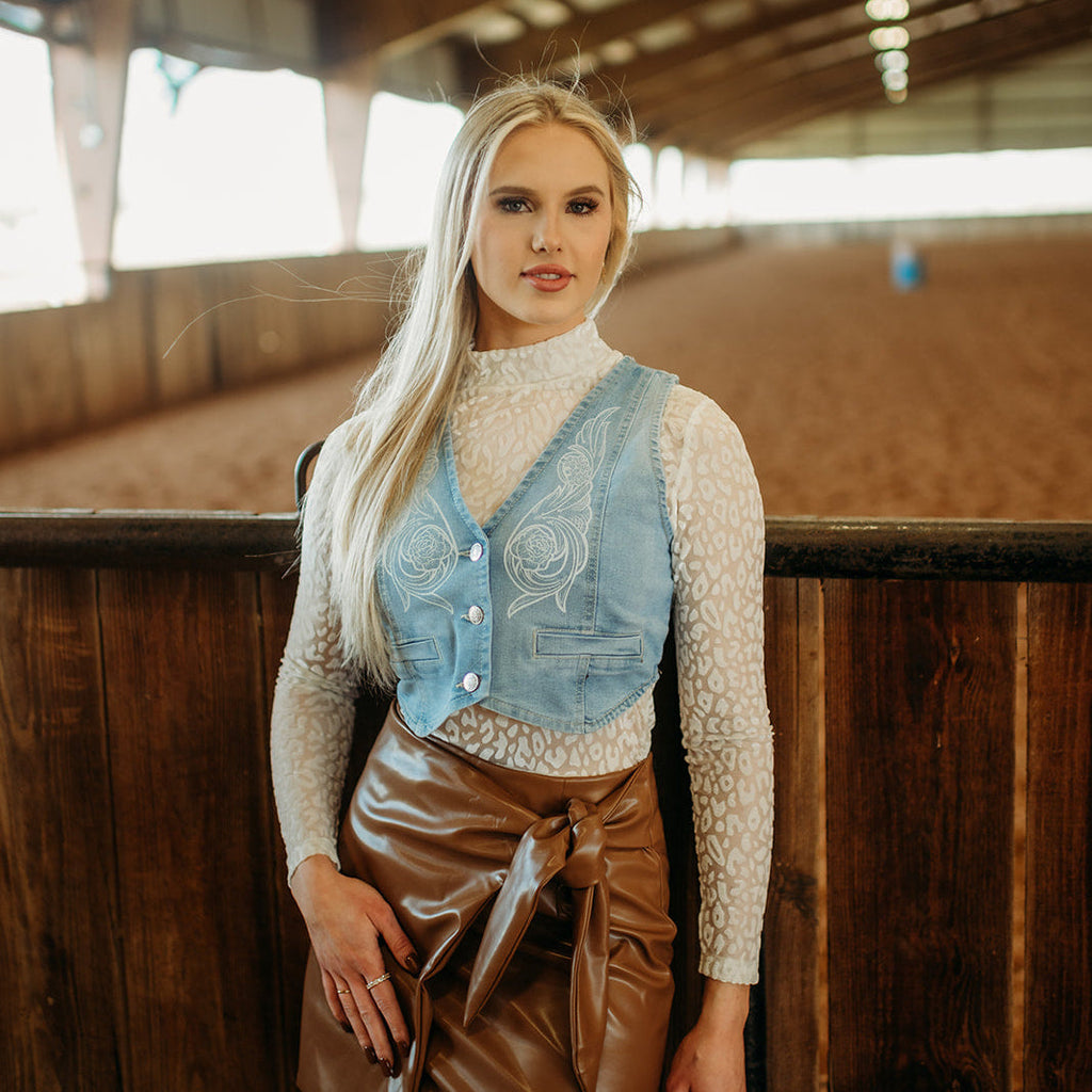 White Leopard Velvet Burnout Layering Top
