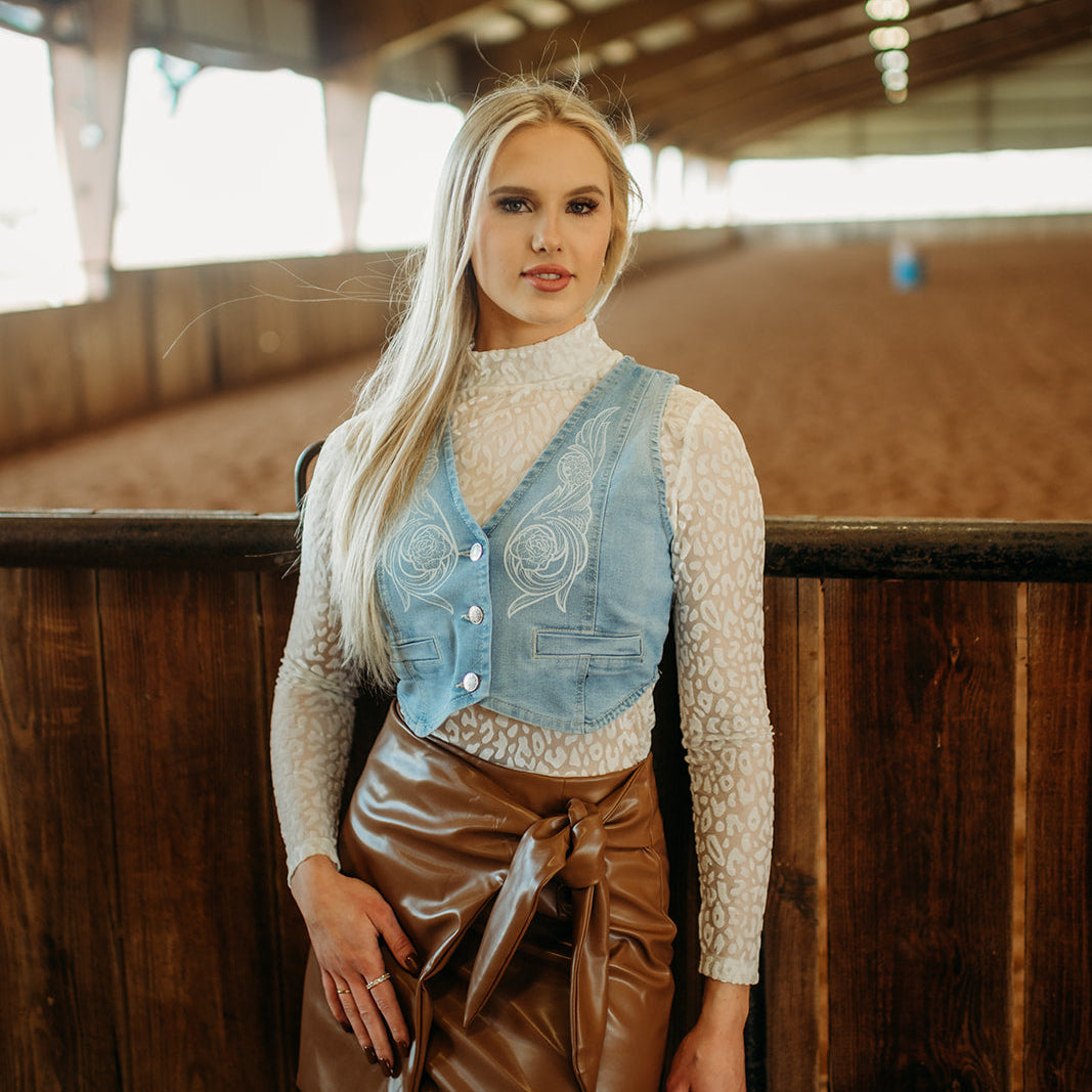 White Leopard Velvet Burnout Layering Top