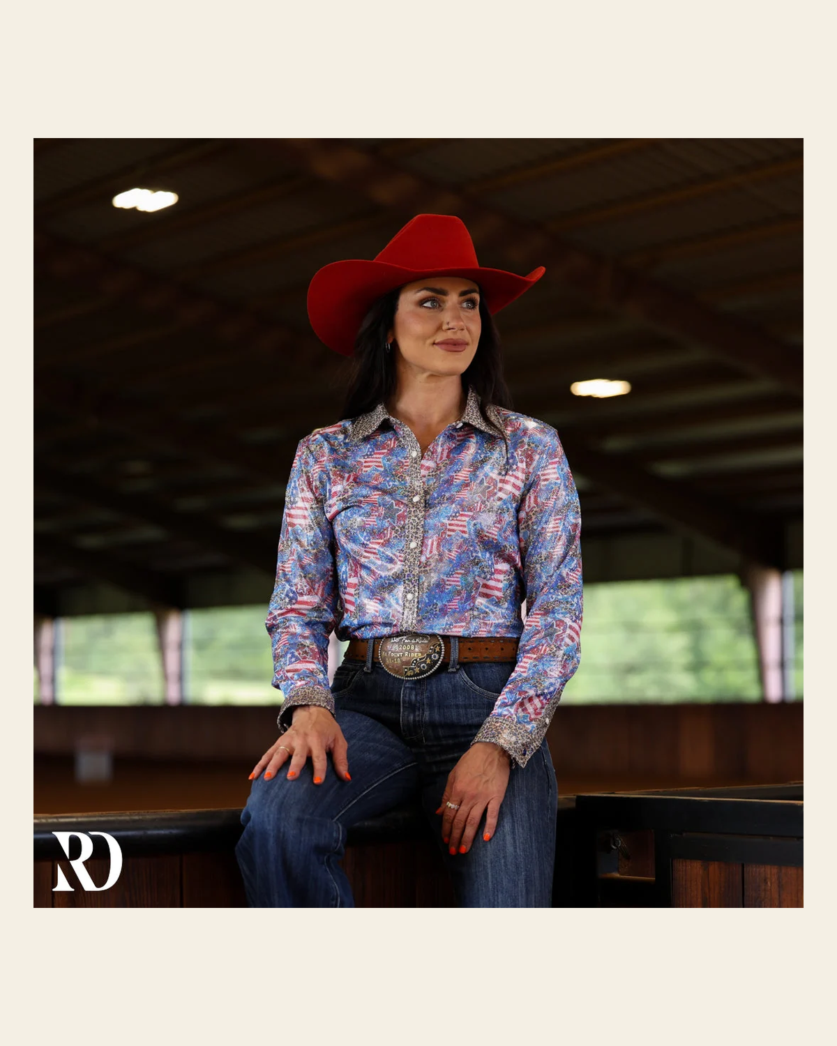 Wild & Free Sparkle Performance Rodeo Shirt on a warm cream background
