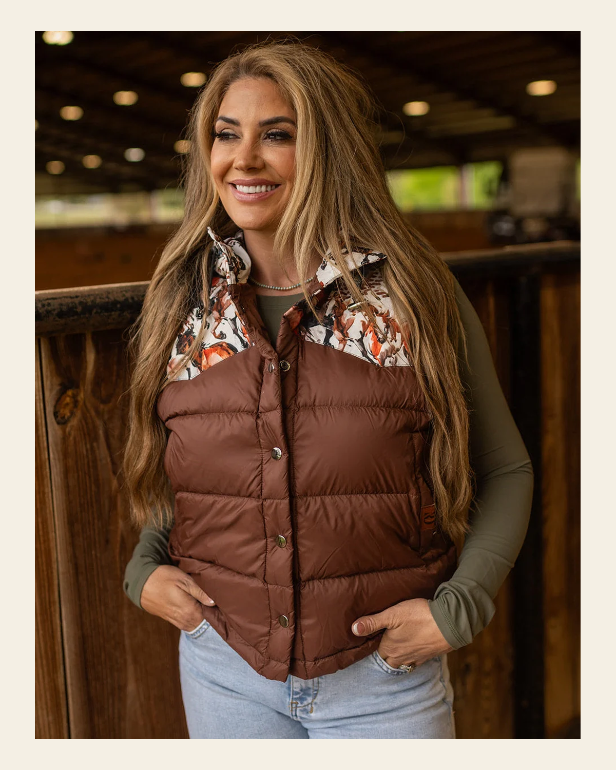 Wild Horses Puffer | Vest on a warm cream background