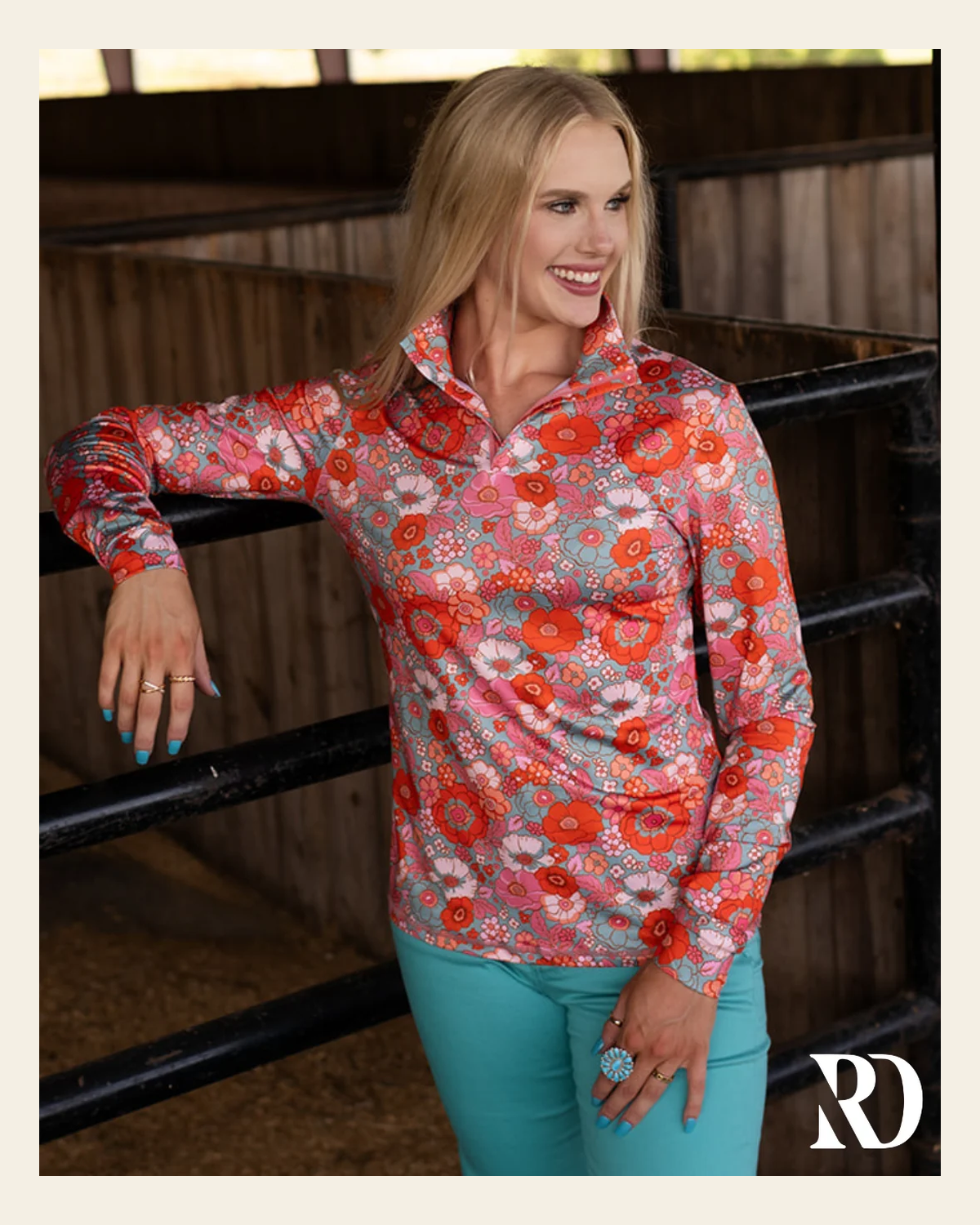 Sun Shirt | Wild Rose on a warm cream background