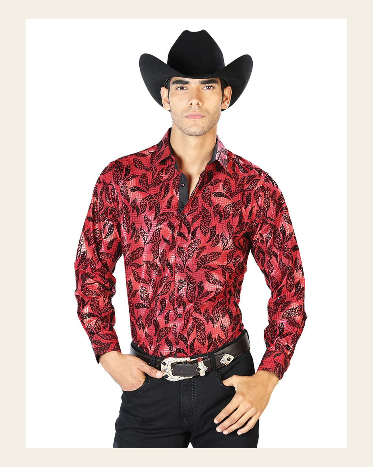 Wine Casual Long Sleeve Shirt 43588 on a warm cream background